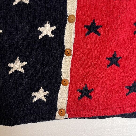 Marisa Christina Vintage Red White Blue Linen Blend Stars Knit Sweater Vest 2X - Picture 4 of 5